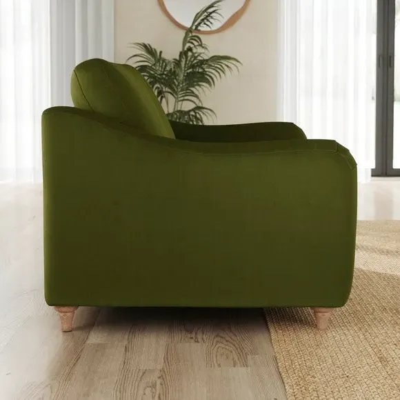 Snuggle Sofa with Curved Arms - Olive, Velvet