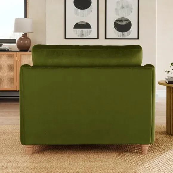 Snuggle Sofa with Curved Arms - Olive, Velvet