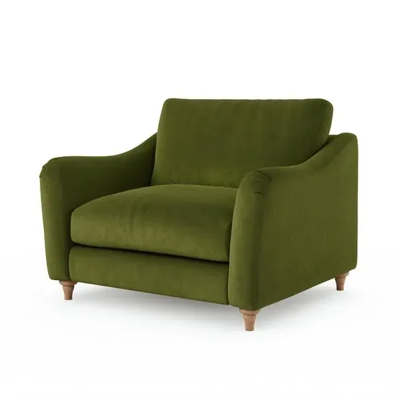 Snuggle Sofa with Curved Arms - Olive, Velvet