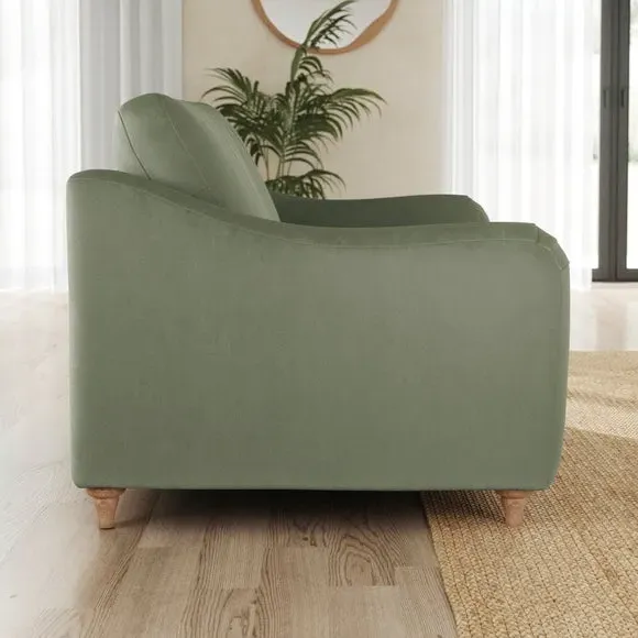 Snuggle Sofa with Curved Arms - Sage, Velvet