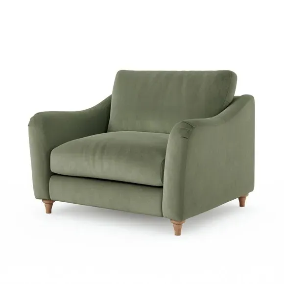 Snuggle Sofa with Curved Arms - Sage, Velvet