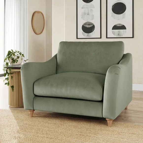 Snuggle Sofa with Curved Arms - Sage, Velvet
