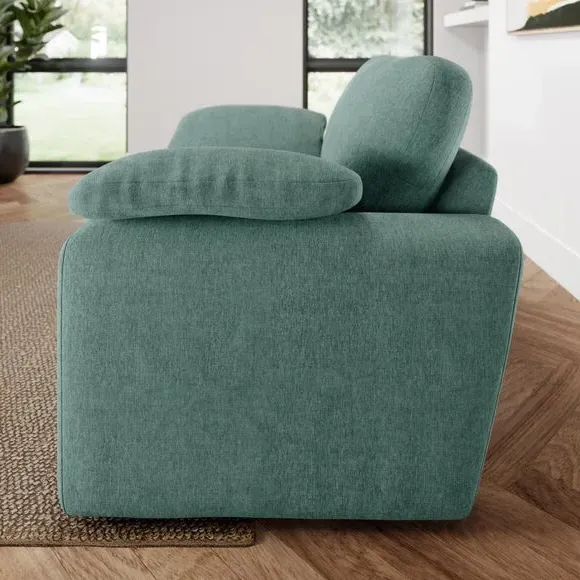 Snuggle Sofa with Feather Arms - Aqua, Chenille