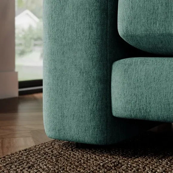 Snuggle Sofa with Feather Arms - Aqua, Chenille