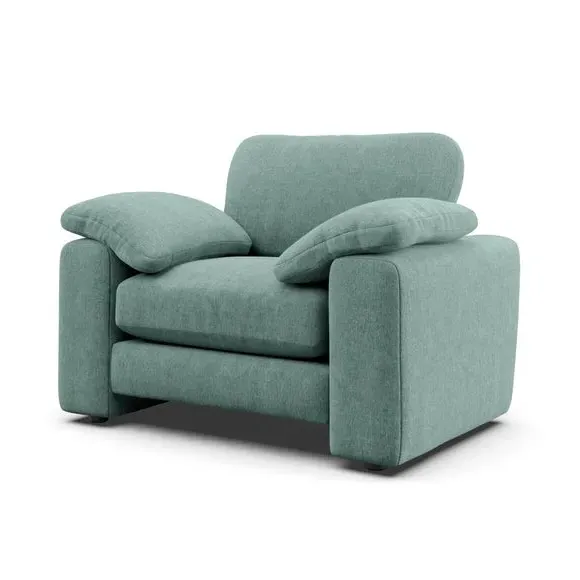 Snuggle Sofa with Feather Arms - Aqua, Chenille