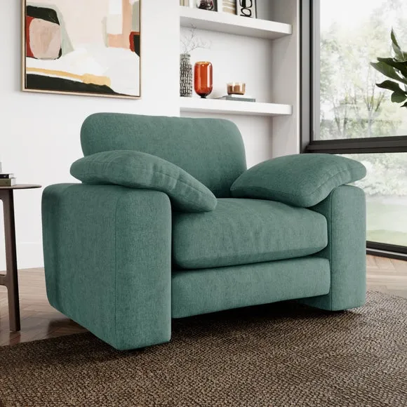 Snuggle Sofa with Feather Arms - Aqua, Chenille image