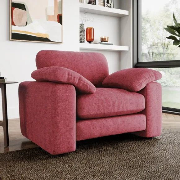 Snuggle Sofa with Feather Arms - Berry, Chenille