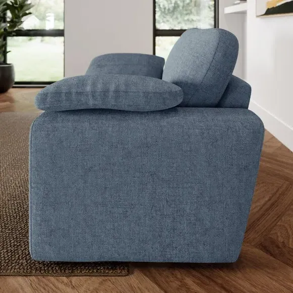 Snuggle Sofa with Feather Arms - Blue, Chenille