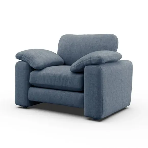 Snuggle Sofa with Feather Arms - Blue, Chenille