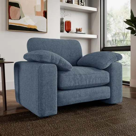 Snuggle Sofa with Feather Arms - Blue, Chenille image