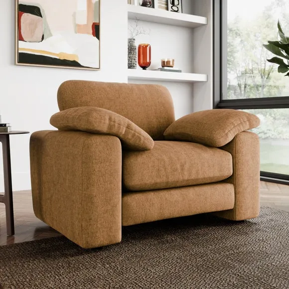 Snuggle Sofa with Feather Arms - Caramel, Chenille