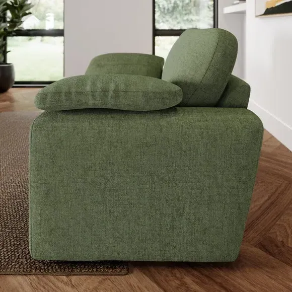 Snuggle Sofa with Feather Arms - Green, Chenille