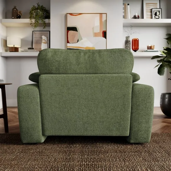 Snuggle Sofa with Feather Arms - Green, Chenille
