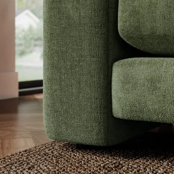 Snuggle Sofa with Feather Arms - Green, Chenille
