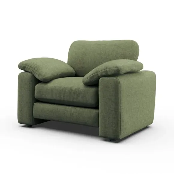 Snuggle Sofa with Feather Arms - Green, Chenille