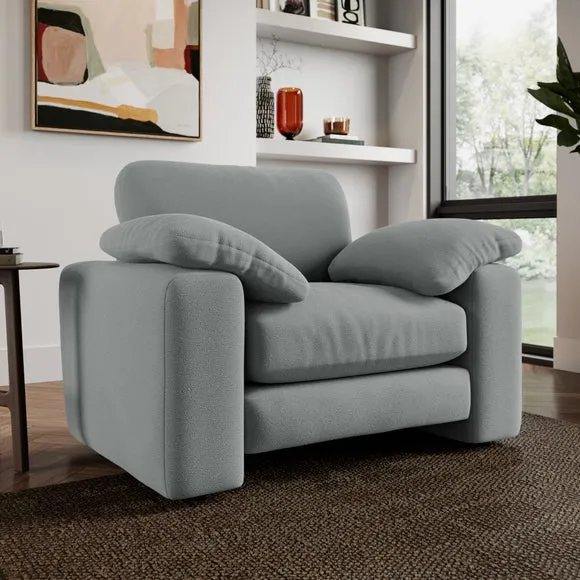 Snuggle Sofa with Feather Arms - Grey, Fabric image
