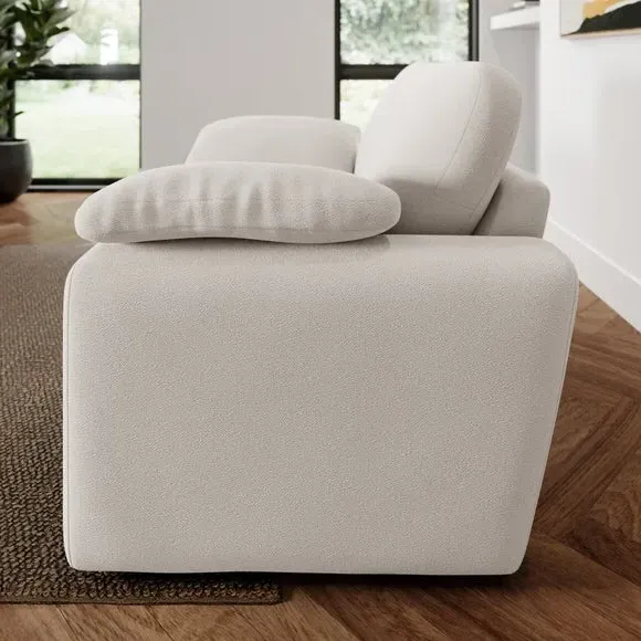 Snuggle Sofa with Feather Arms - Ivory, Fabric