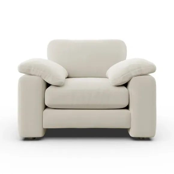 Snuggle Sofa with Feather Arms - Ivory, Fabric