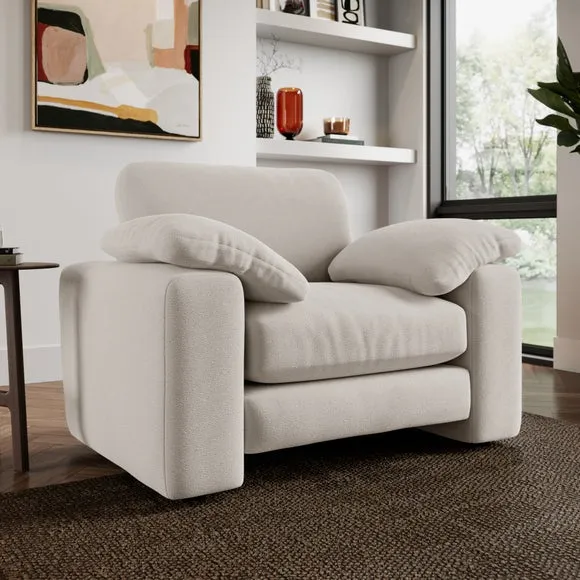 Snuggle Sofa with Feather Arms - Ivory, Fabric