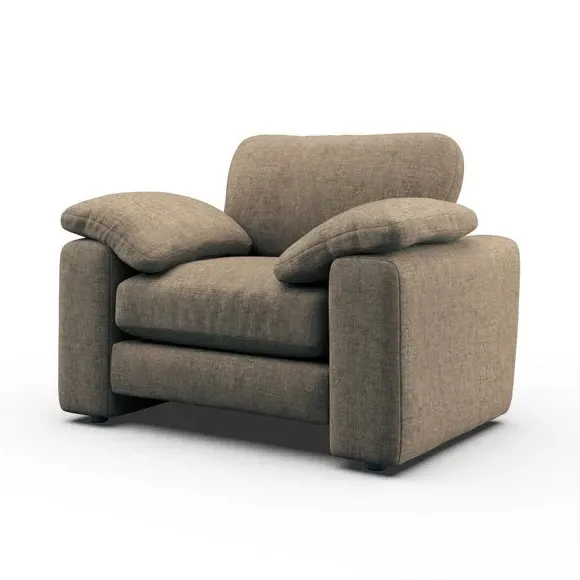 Snuggle Sofa with Feather Arms - Natural, Chenille