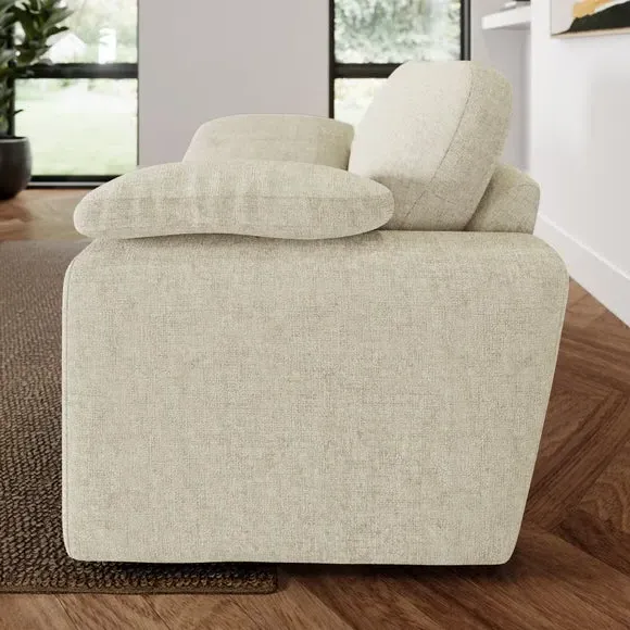 Snuggle Sofa with Feather Arms - Natural, Chenille