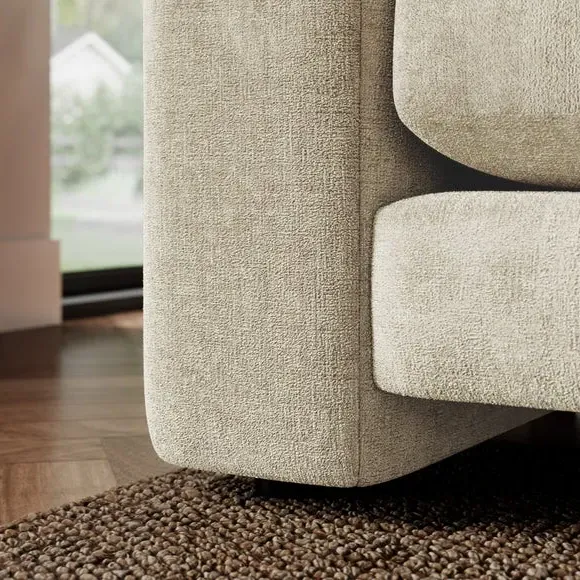 Snuggle Sofa with Feather Arms - Natural, Chenille