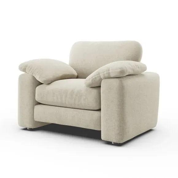 Snuggle Sofa with Feather Arms - Natural, Chenille