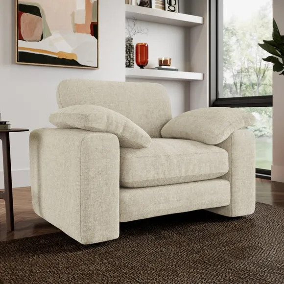 Snuggle Sofa with Feather Arms - Natural, Chenille