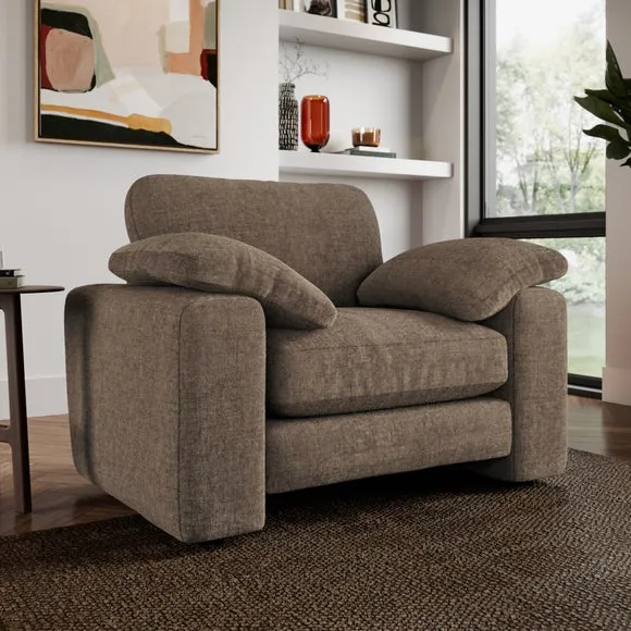 Snuggle Sofa with Feather Arms - Natural, Chenille