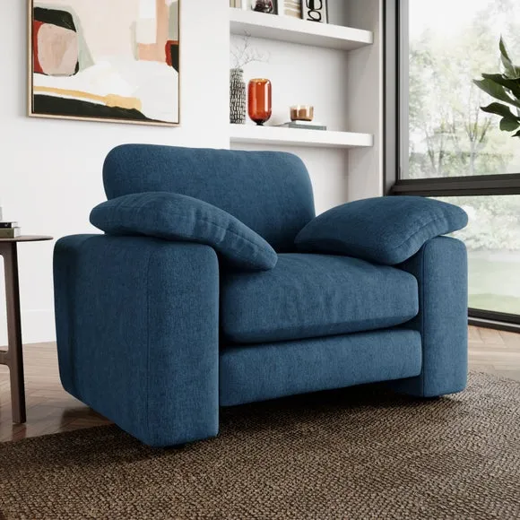 Snuggle Sofa with Feather Arms - Navy, Chenille