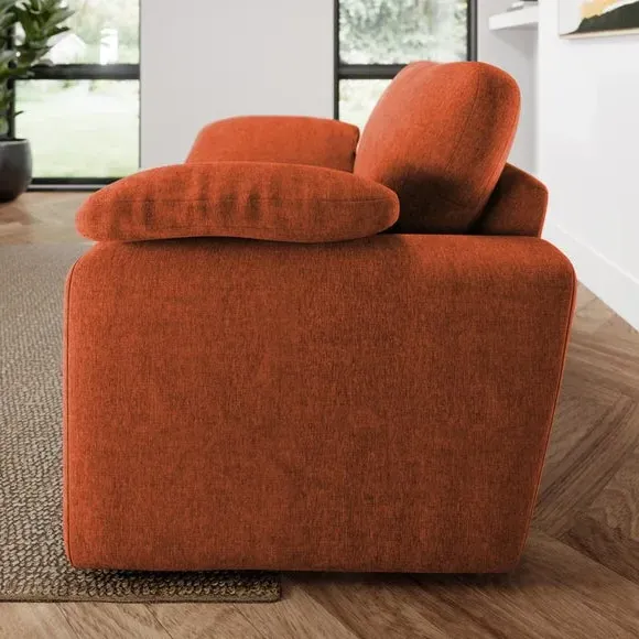 Snuggle Sofa with Feather Arms - Orange, Chenille