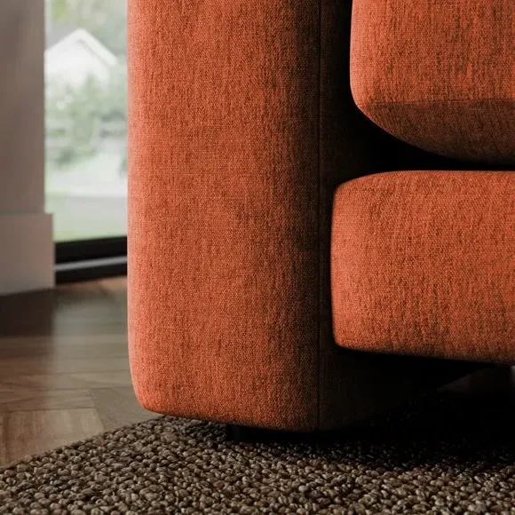 Snuggle Sofa with Feather Arms - Orange, Chenille
