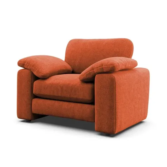 Snuggle Sofa with Feather Arms - Orange, Chenille