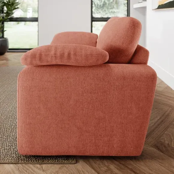 Snuggle Sofa with Feather Arms - Terracotta, Chenille