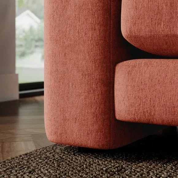 Snuggle Sofa with Feather Arms - Terracotta, Chenille