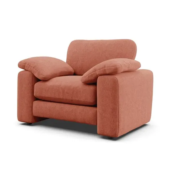 Snuggle Sofa with Feather Arms - Terracotta, Chenille