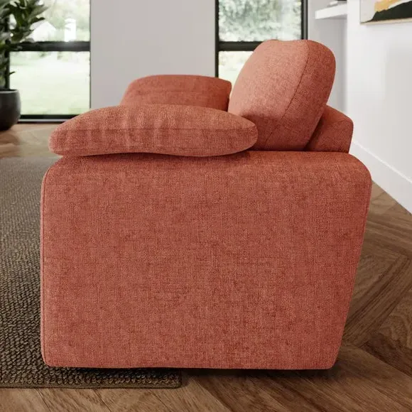 Snuggle Sofa with Feather Arms - Terracotta, Chenille