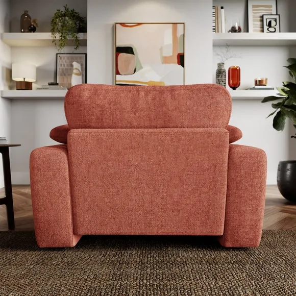 Snuggle Sofa with Feather Arms - Terracotta, Chenille