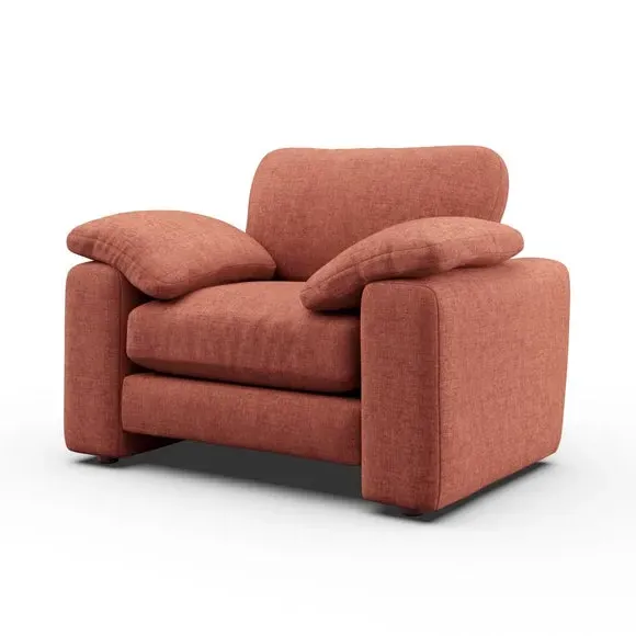 Snuggle Sofa with Feather Arms - Terracotta, Chenille