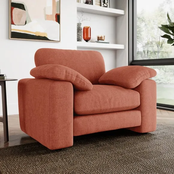 Snuggle Sofa with Feather Arms - Terracotta, Chenille