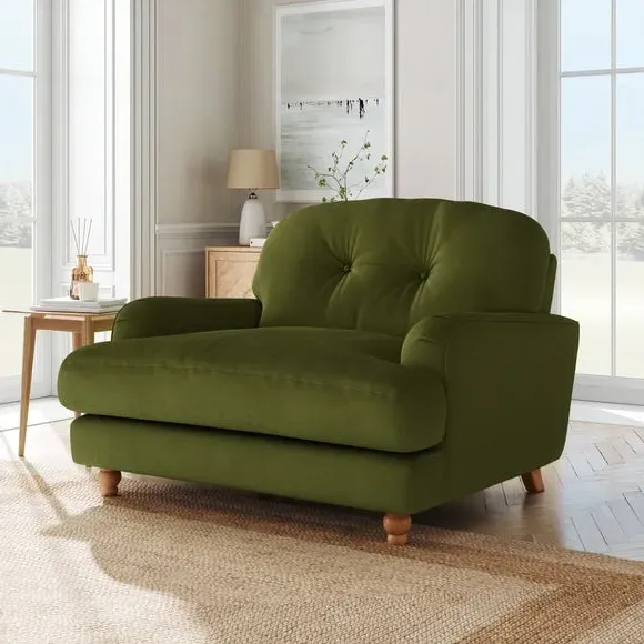 Snuggle Sofa with Fibre Filling - Olive, Velvet