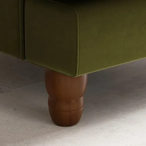 Snuggle Sofa with Fixed Back - Olive, Velvet