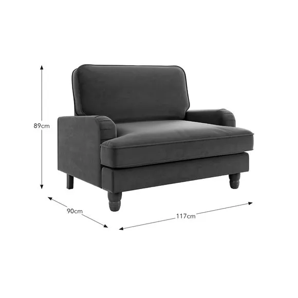Snuggle Sofa with Fixed Back - Olive, Velvet