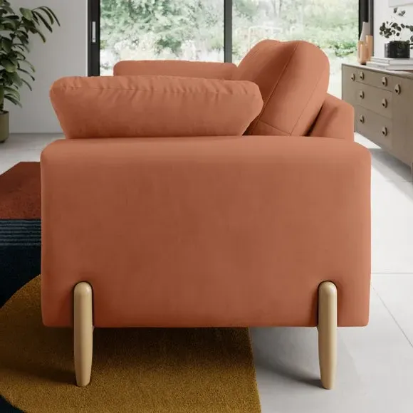 Snuggle Sofa with Square Arms - Apricot, Velvet