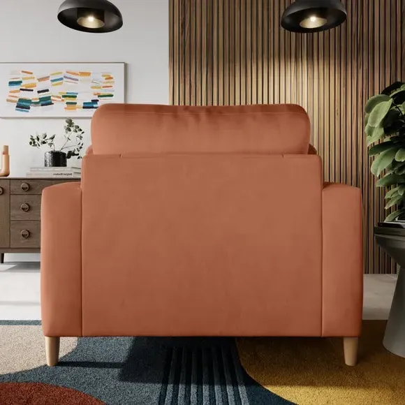 Snuggle Sofa with Square Arms - Apricot, Velvet