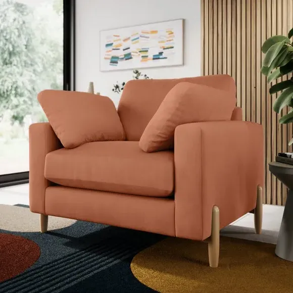 Snuggle Sofa with Square Arms - Apricot, Velvet image