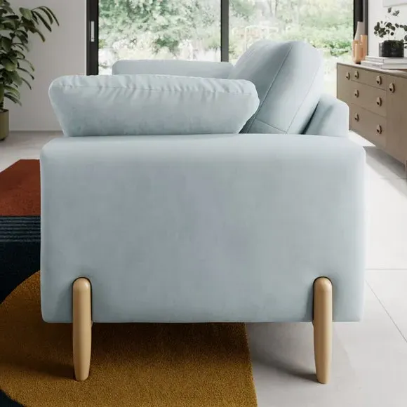 Snuggle Sofa with Square Arms - Blue, Velvet