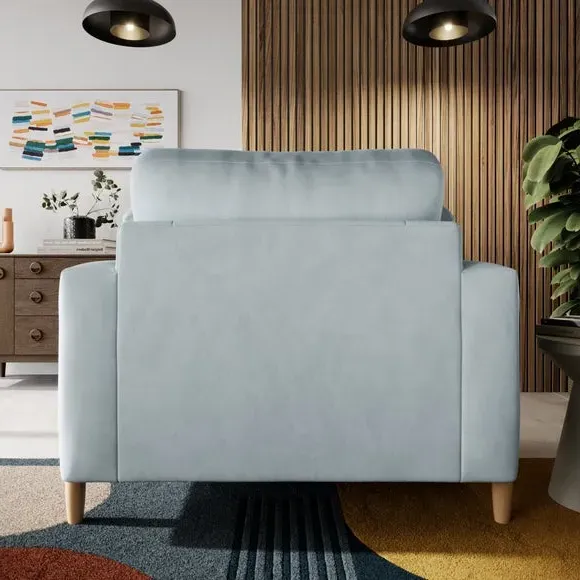 Snuggle Sofa with Square Arms - Blue, Velvet