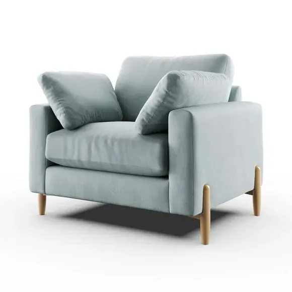 Snuggle Sofa with Square Arms - Blue, Velvet