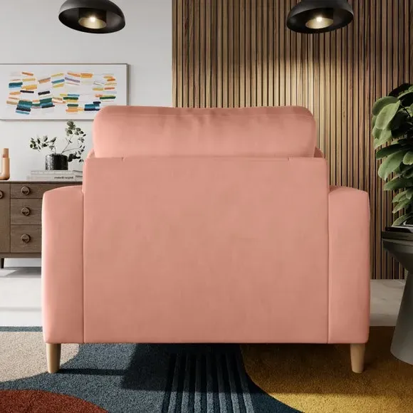 Snuggle Sofa with Square Arms - Coral, Velvet